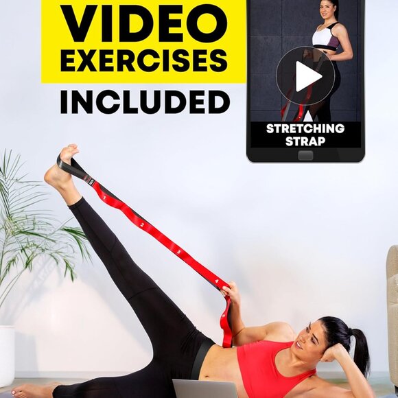 Stretching Strap with Loops - Non Elastic Stretch Band for Physical Therapy, Yog - Picture 9 of 9